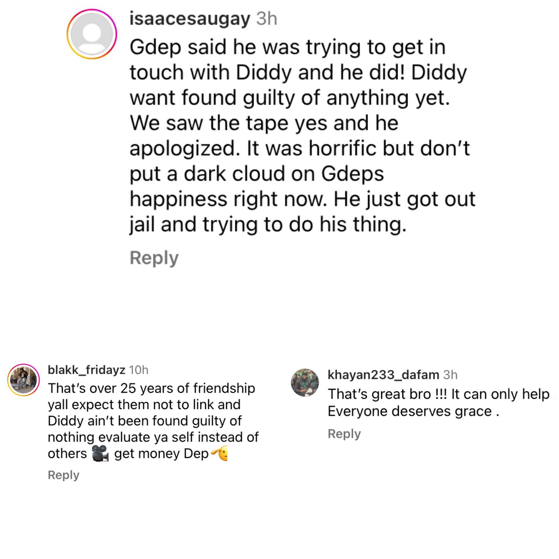 Comments on G. Dep&#039;s Instagram post (Image via @gdepofficial/Instagram)