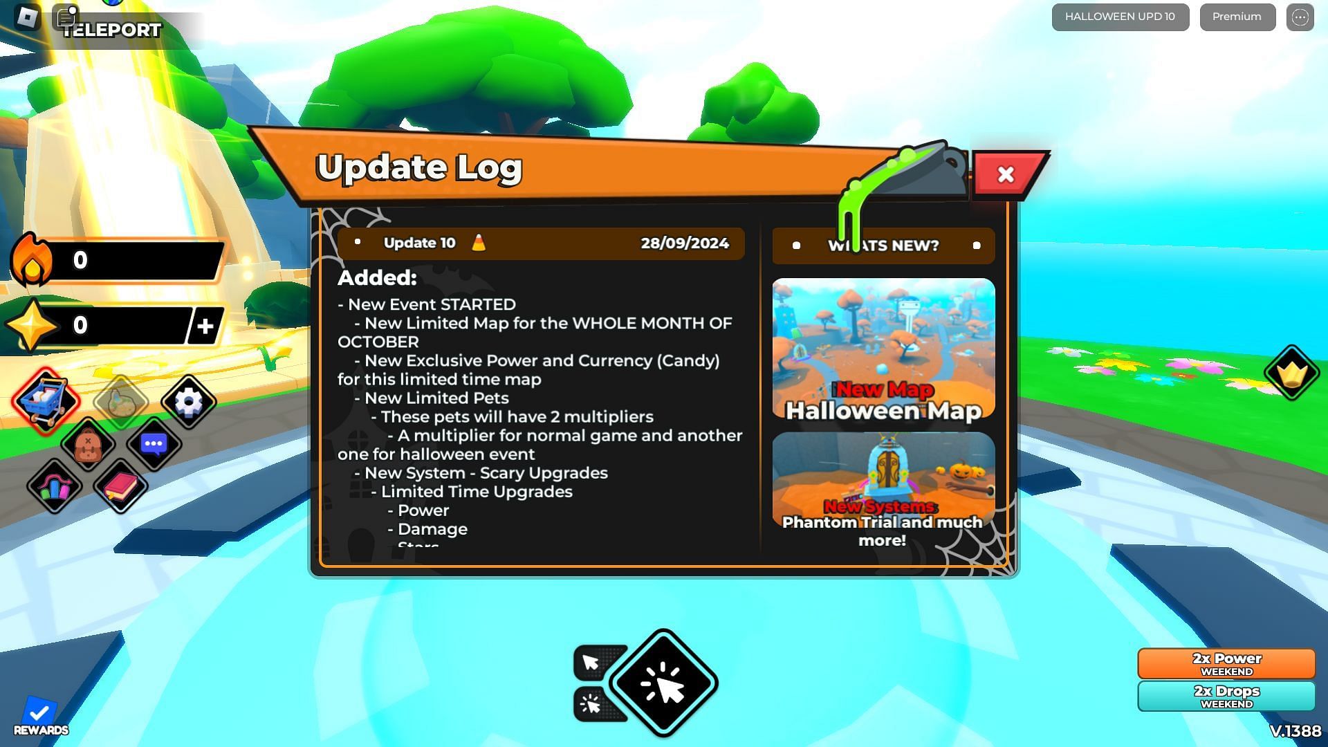 The in-game update log (Image via Roblox)