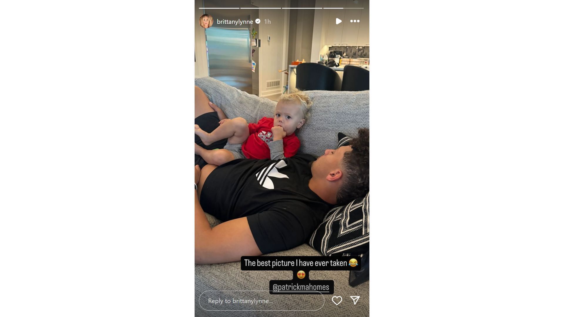 Patrick Mahomes&#039; wife Brittany shared an adorable photo with Chiefs QB, son Bronze [Image credit: @brittanylynne IG]