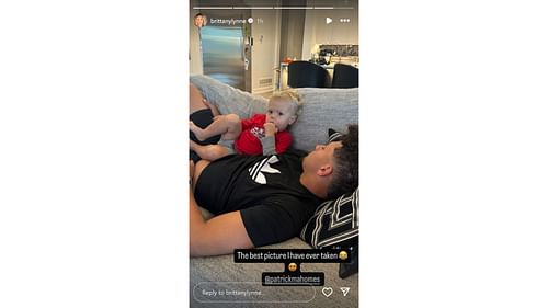 Patrick Mahomes' wife Brittany shared an adorable photo with Chiefs QB, son Bronze [Image credit: @brittanylynne IG]