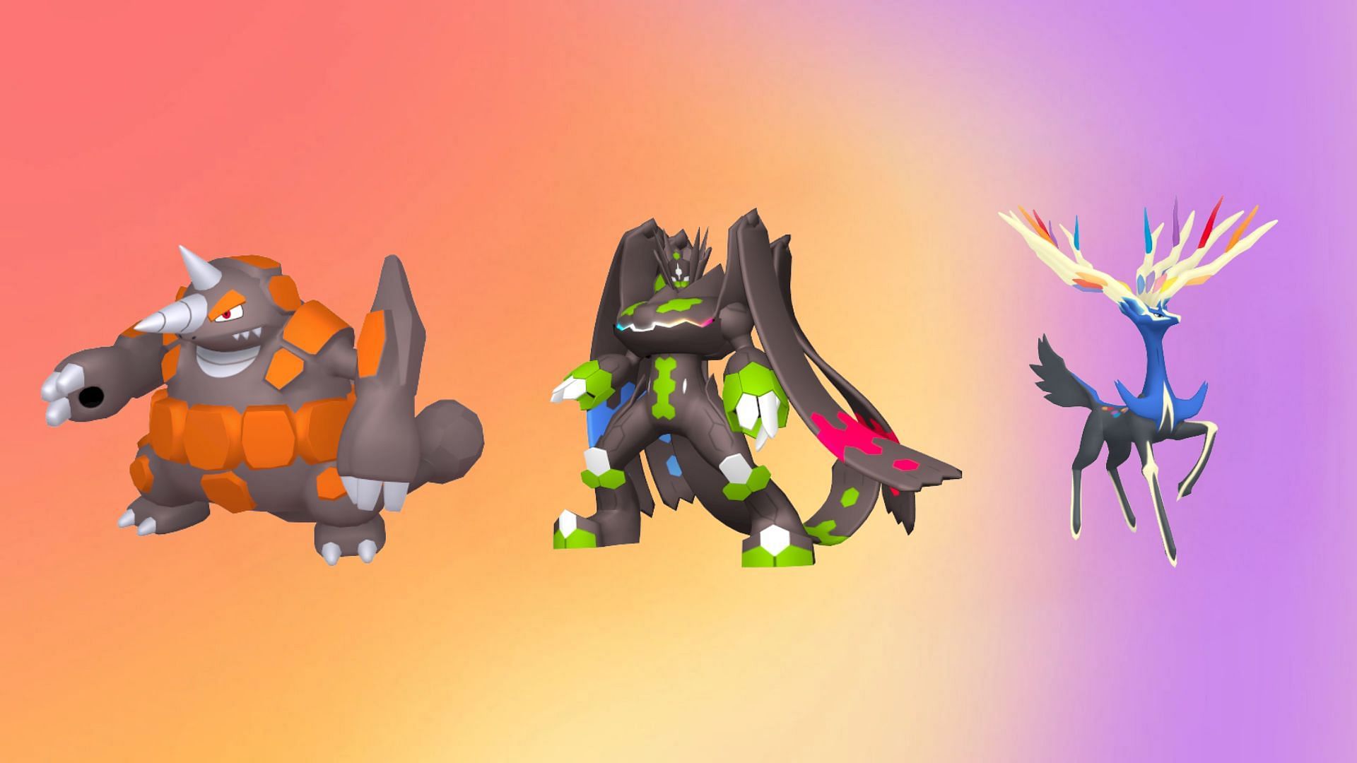 Rhyperior, Zygarde (Complete Forme), and Xerneas (Image via TPC)