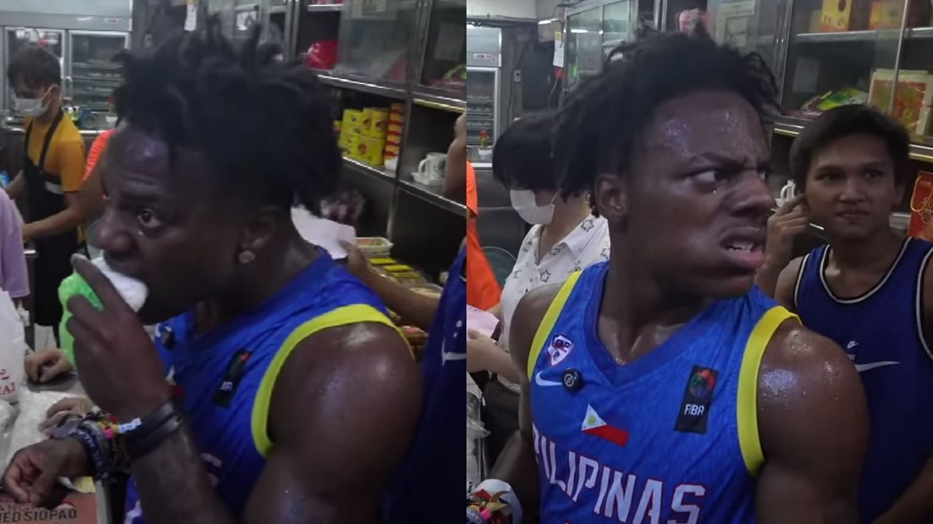 Speed was shocked as fans tricked him into believing that he was eating cat meat (Images via IShowSpeed/YouTube)