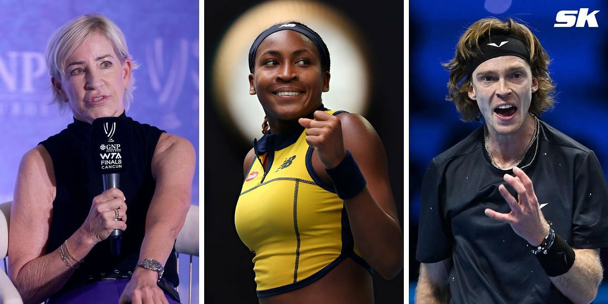 (Left to Right) Chris Evert, Coco Gauff, Andrey Rublev (Source: Getty Images)