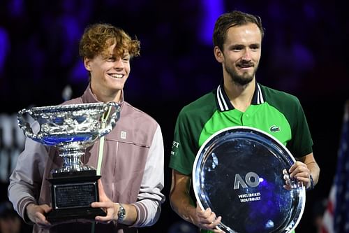 Jannik Sinner and Daniil Medvedev at the Australian Open 2024. (Photo: Getty)