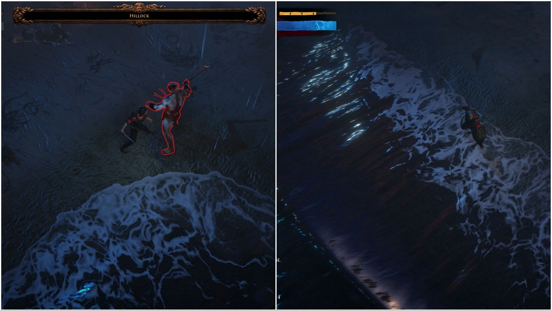 Even the water effects look better - PS4 on left, PS5 on right (Image via Grinding Gear Games)