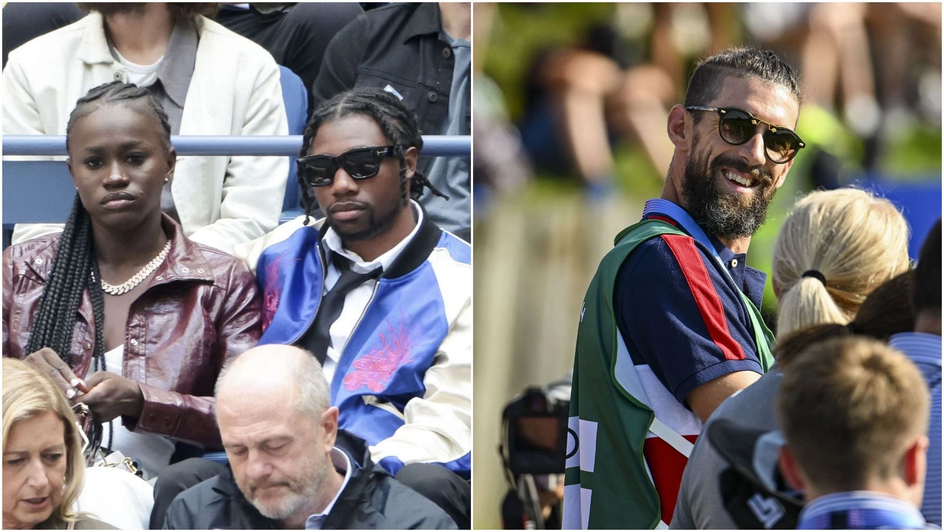 Noah Lyles, Junelle Bromfield and Michael Phelps