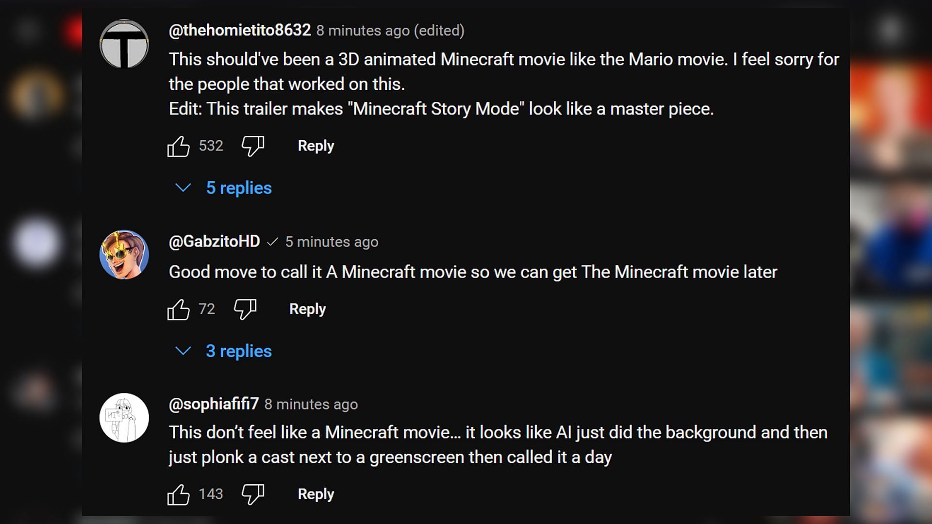 Community shares opinion about the movie being live-action (Image via YouTube)