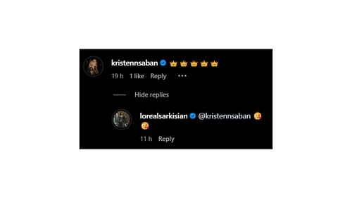 Kristen Saban reacted to the pictures (Image Credit: @lorealsarkisian/Instagram).