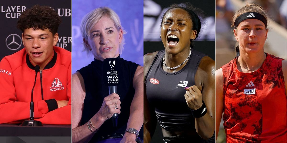 (Left to Right) Ben Shelton, Chris Evert, Coco Gauff, Karolina Muchova (Source: Getty Images)