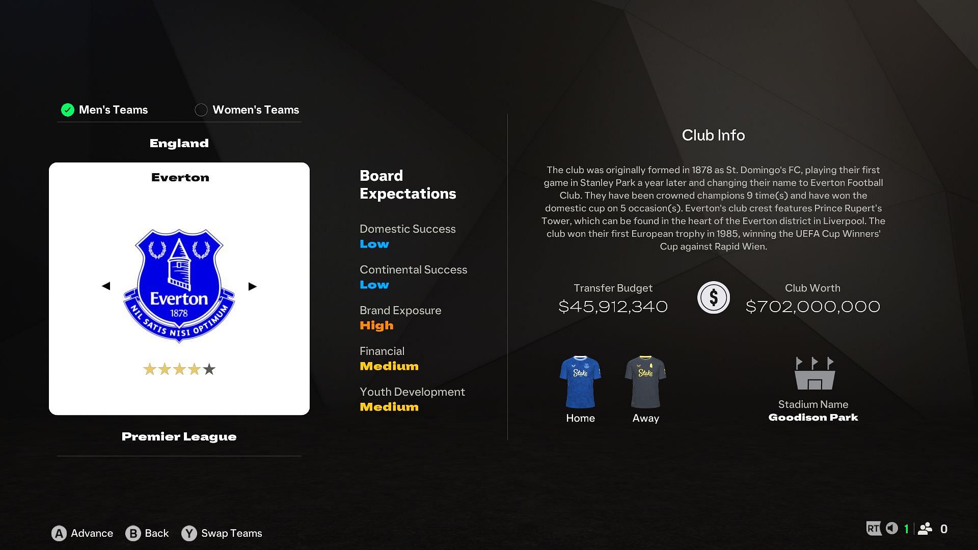 Everton Club description (Image via EA Sports)