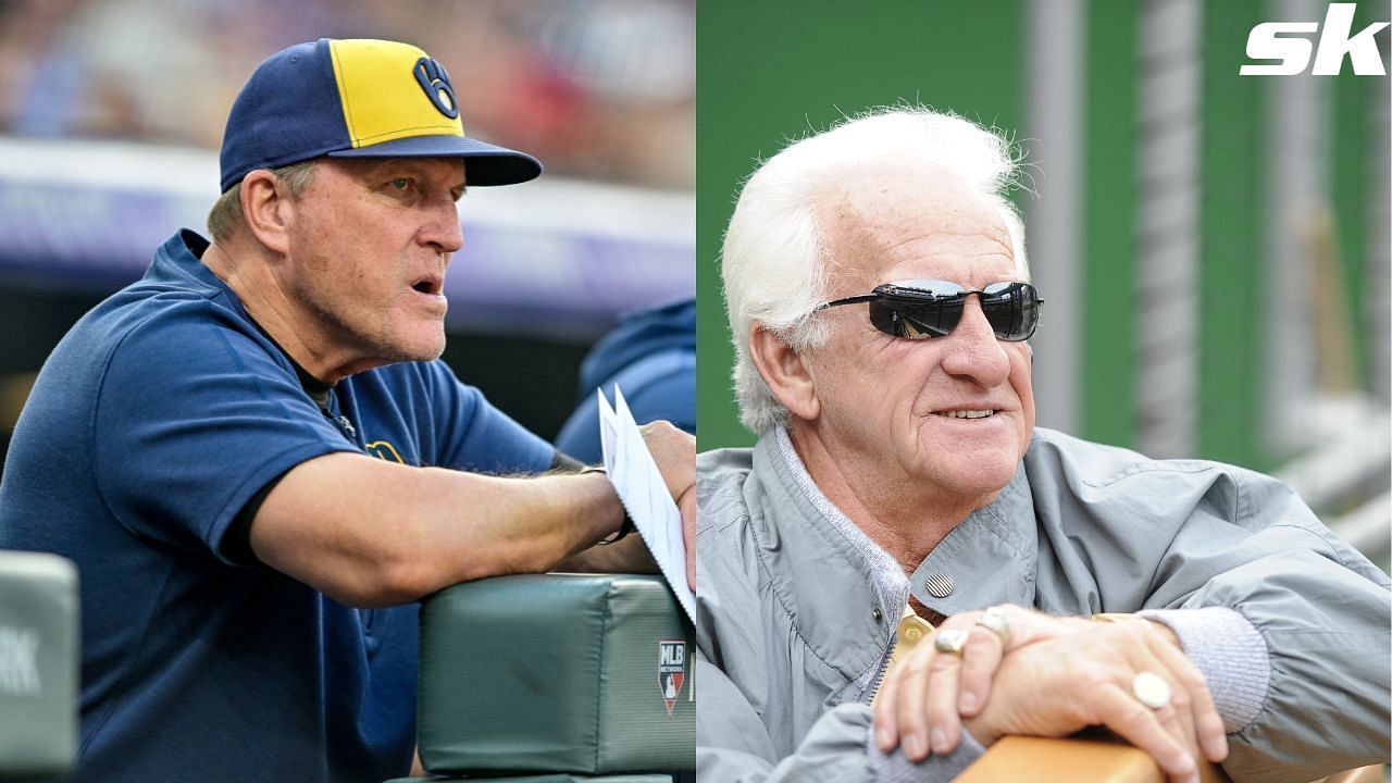 Pat Murphy stops Brewers&rsquo; celebration to welcome Bob Uecker as team clinches NL Central