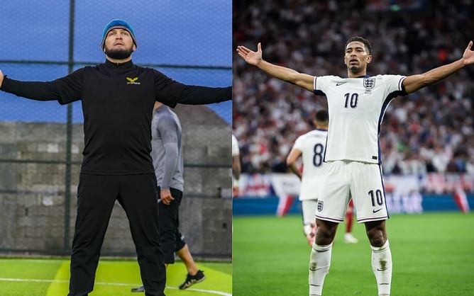 Khabib Nurmagomedov hits Jude Bellingham's iconic celebration, the Real Madrid superstar reacts