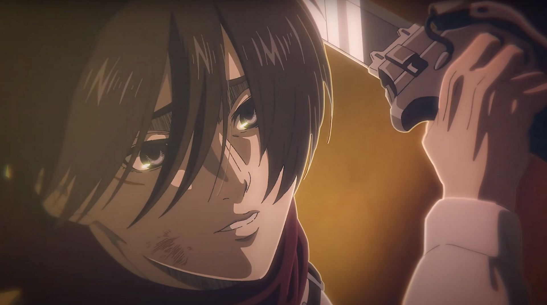 Mikasa as seen in anime (Image via MAPPA)