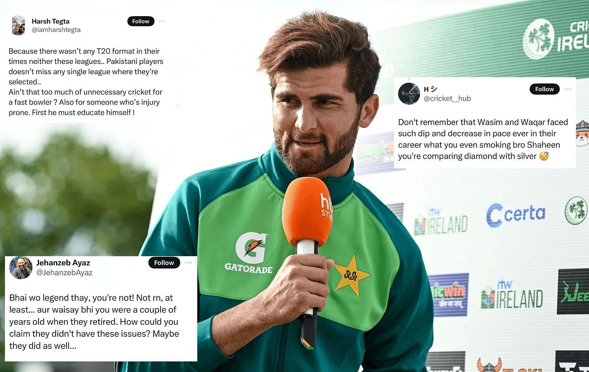 Shaheen Afridi was slammed by many for his comments on workload management. (Pics: Getty/X)