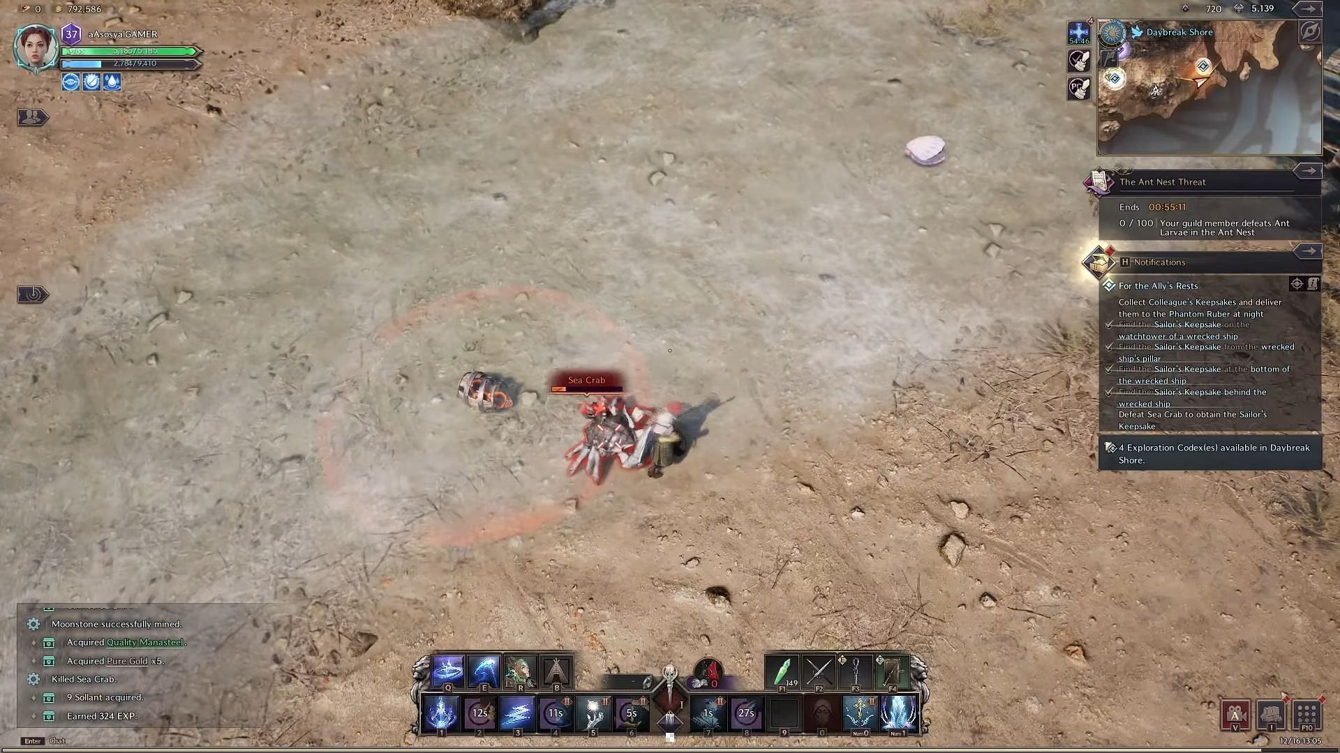 Defeat Sea Crab to obtain Sailor&#039;s Keepsake (Image via NCSoft || YouTube/A asosyal Gamer/YouTube)