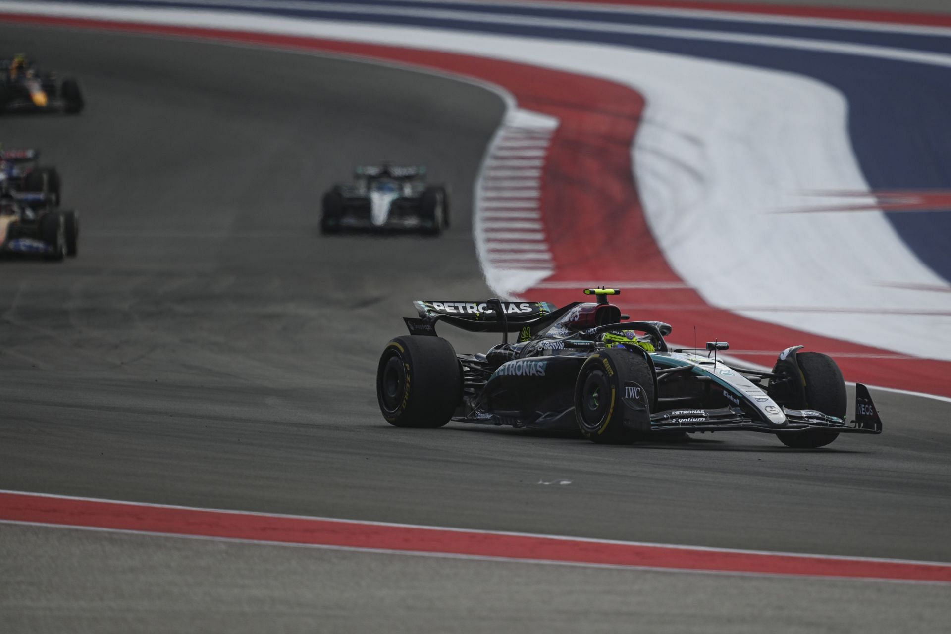 Lewis Hamilton of Mercedes F1 team (44) drives on track during the United States Grand Prix qualifying - Source: Getty Images