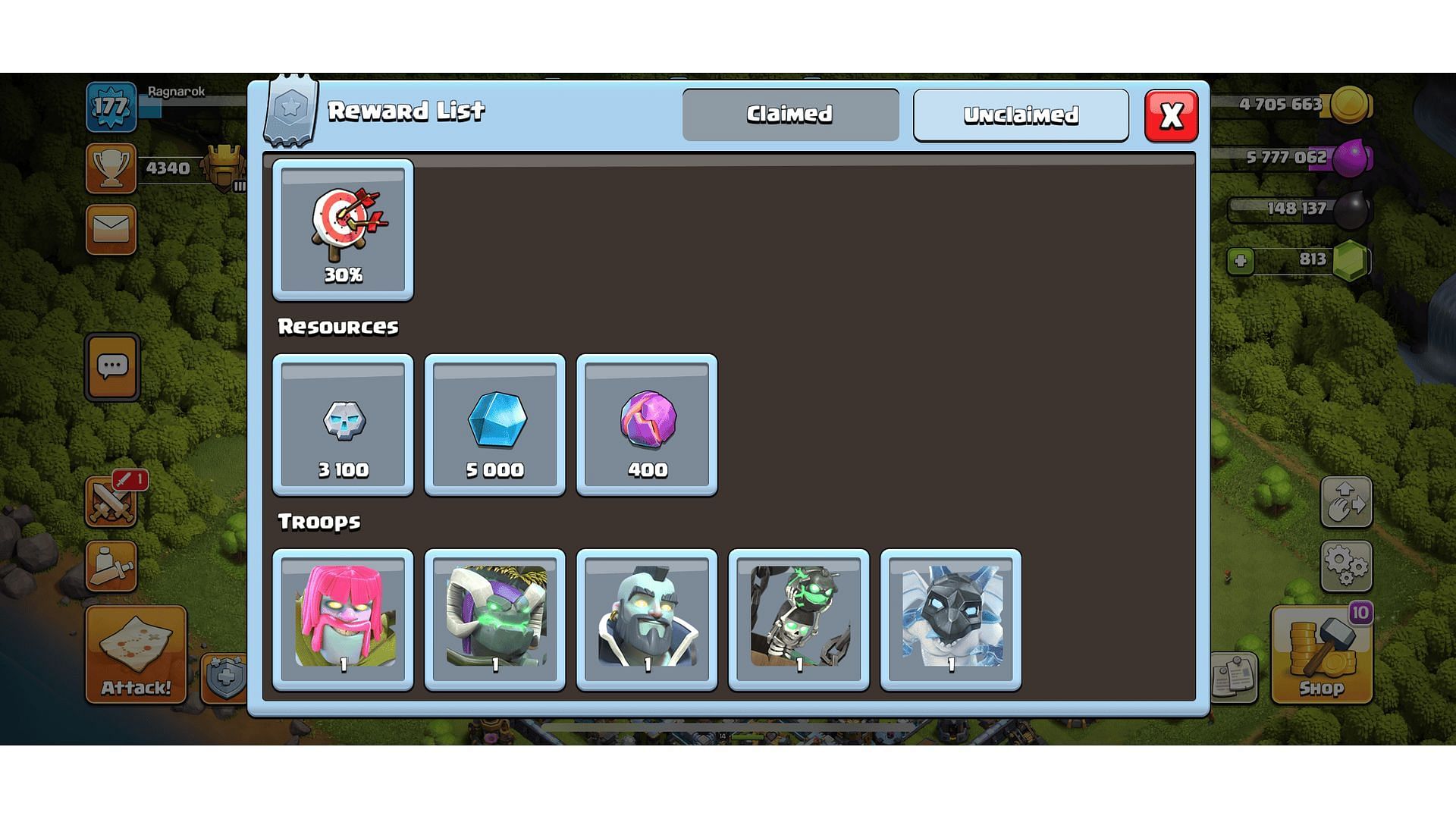 Witch Golem in the reward track (Image via Supercell)