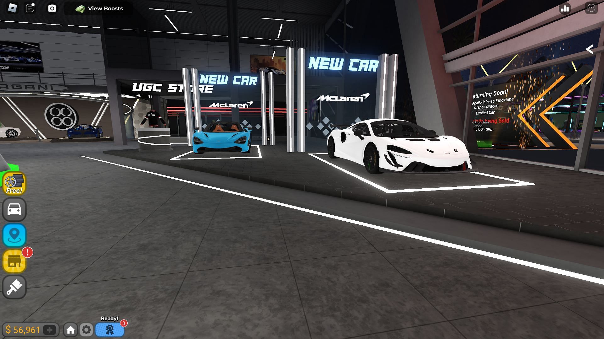 You can find the new cars in the lobby (Image via Roblox)