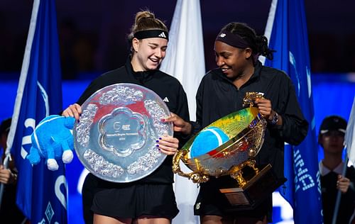 Karolina Muchova and Coco Gauff pictured at the 2024 China Open | Image Source: Getty