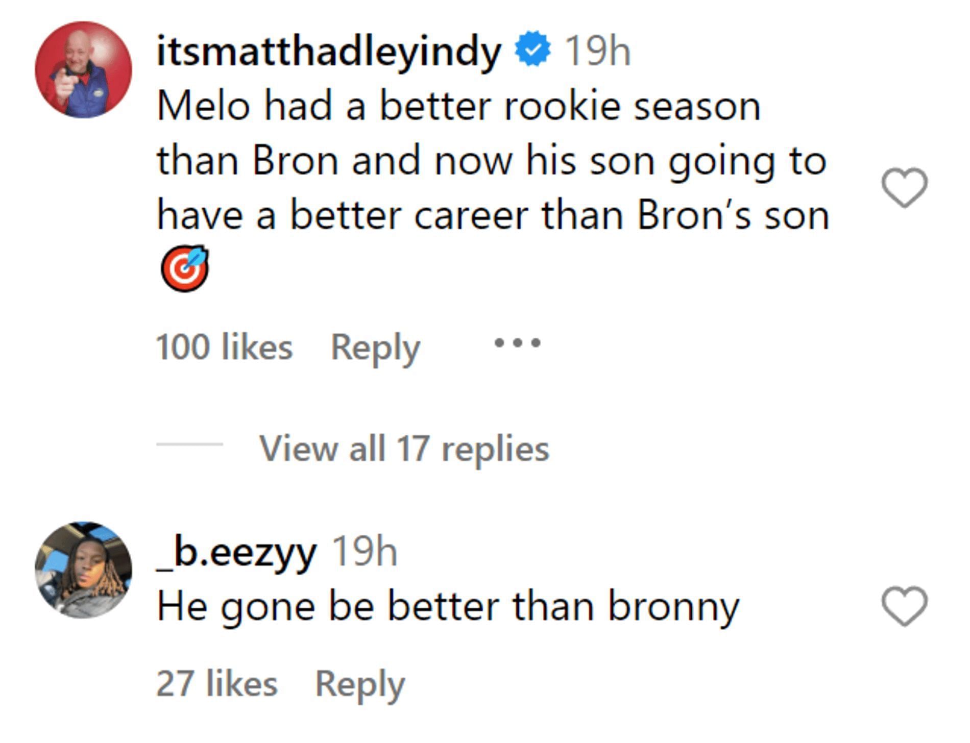 Fans comment on video of Carmelo Anthony teaching his son (IG/House of Highlights)