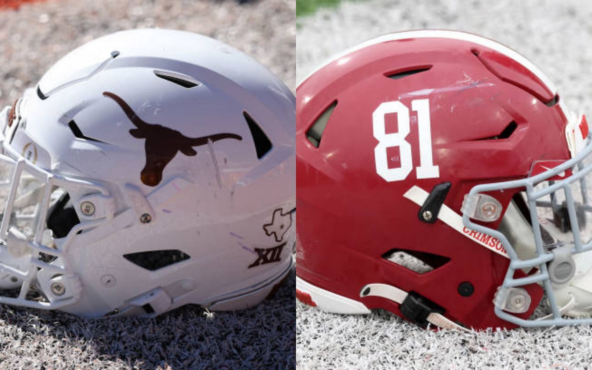 Texas Longhorns (left); Alabama Crimson Tide (right)