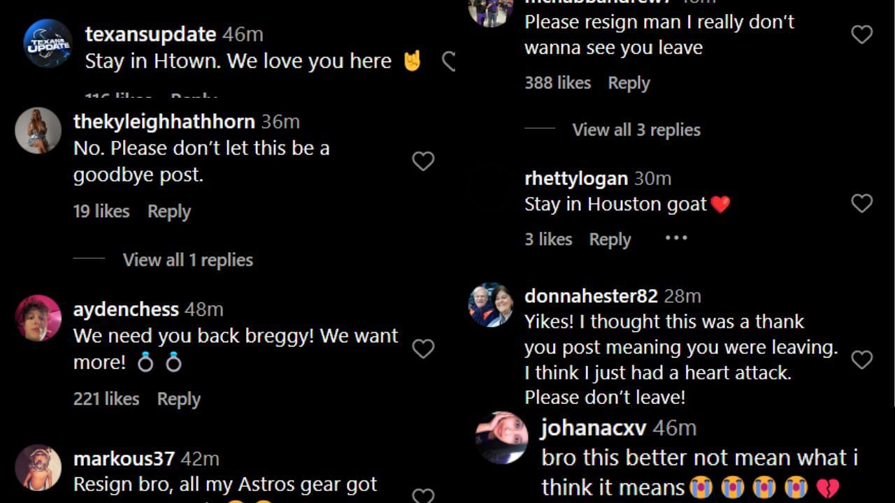 Fans react to Bregman&#039;s post on IG