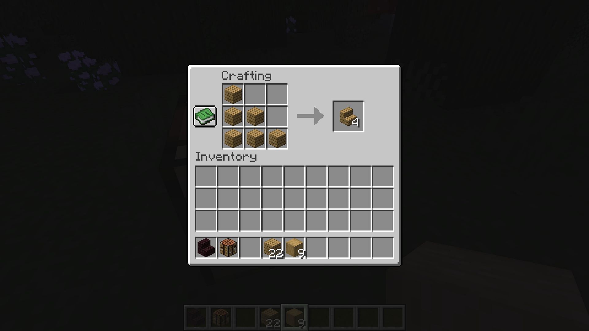 Place six pieces of your chosen material in this format (Image via Mojang Studios)