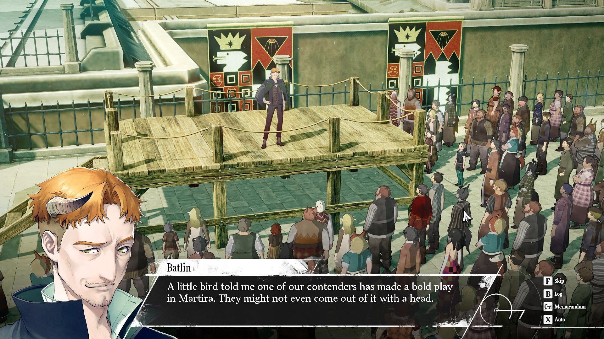 Give a speech on the Podiums in major locations (Image via Atlus)