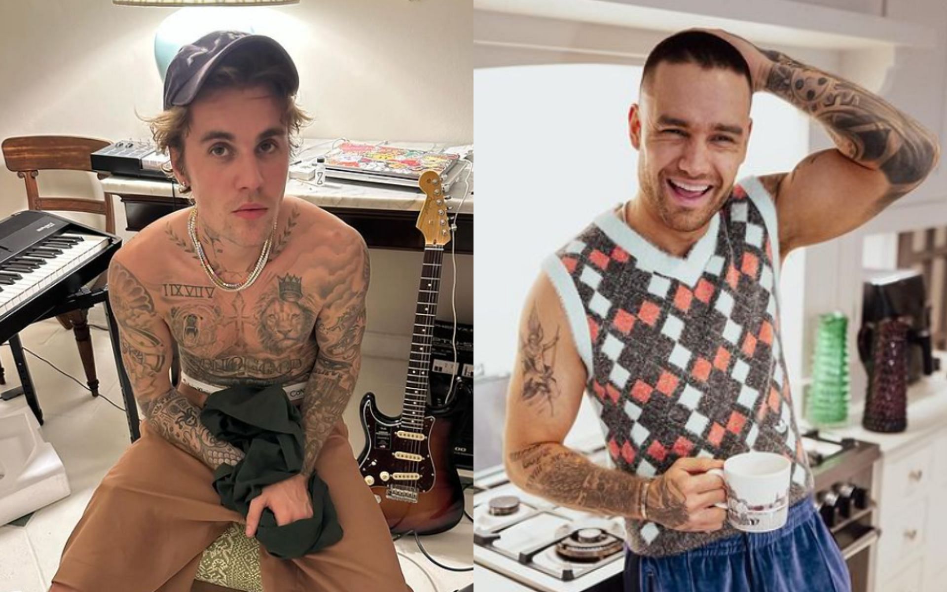 The idea of fighting Justin Beiber (left) in a boxing match did not appeal to Liam Payne (right). [Images courtesy: @justinbeiber and @liampayne on Instagram]