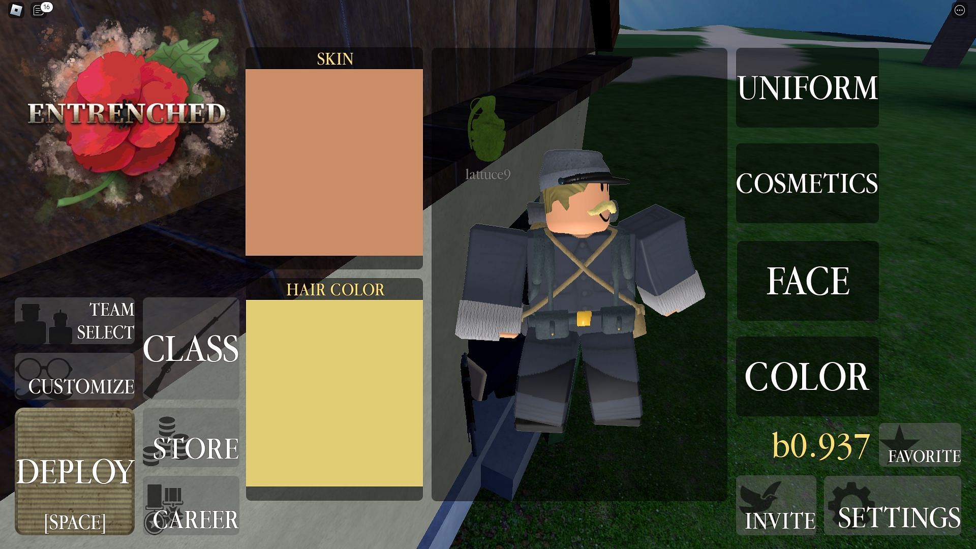 Screenshot of the character customization menu (Image via Roblox)