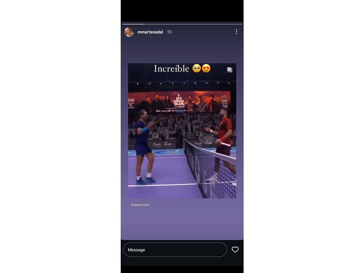 Source - Screenshot of Rafael Nadal's cousin Marta Nadal's Instagram story