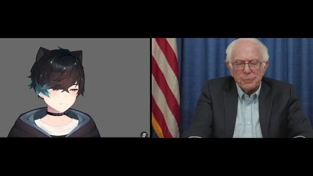 Bernie Sanders interacted with a VTuber for the first time through Sykkuno (Image via AustinShow/Twitch)