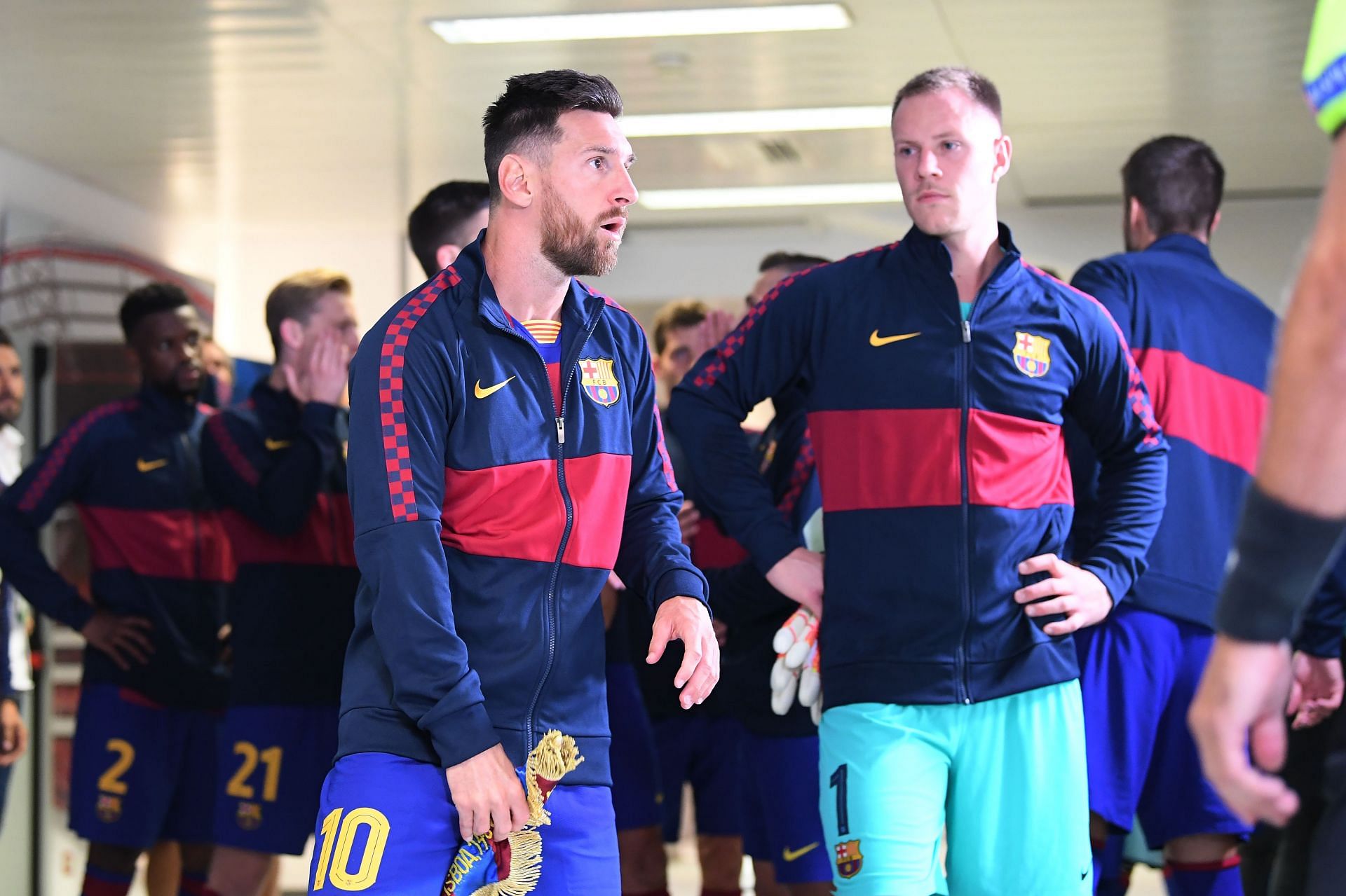 Lionel Messi (L) and Marc Andre ter Stegen at Barcelona - Source: Getty