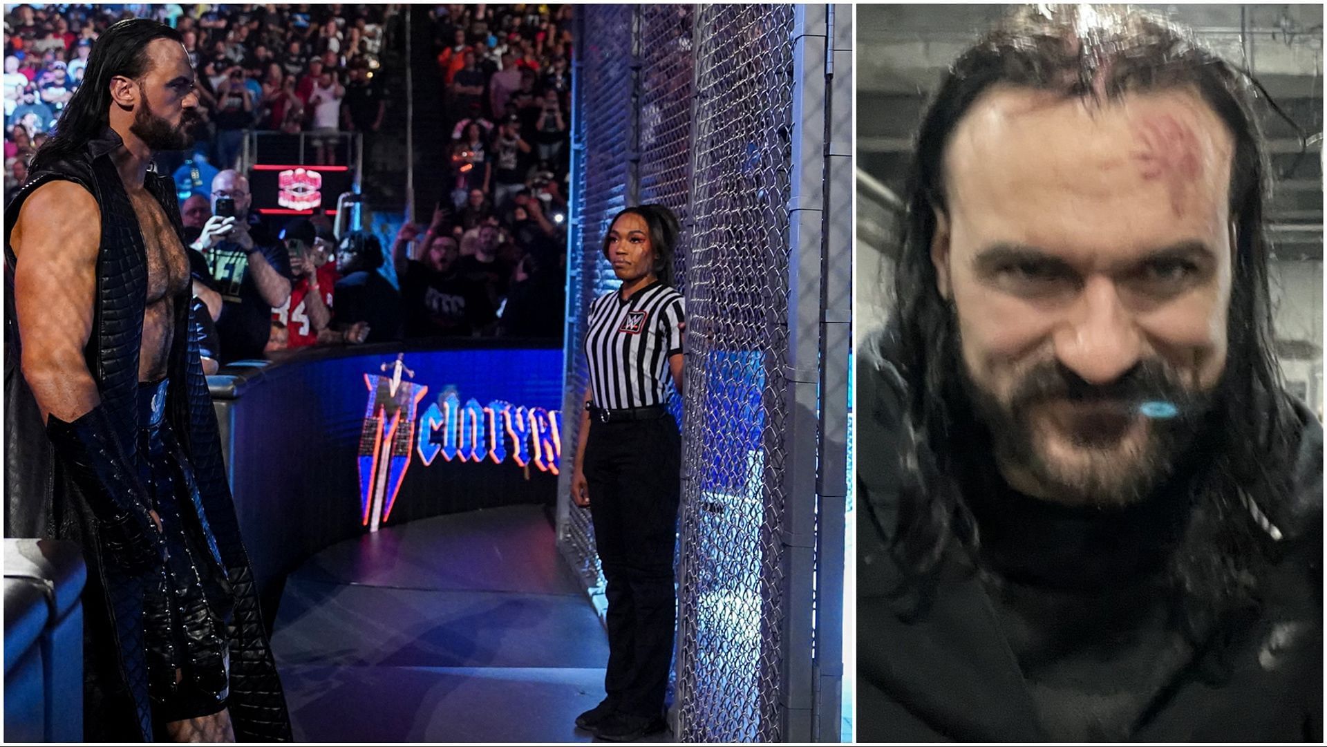 Drew McIntyre before and after Hell in a Cell at WWE Bad Blood
