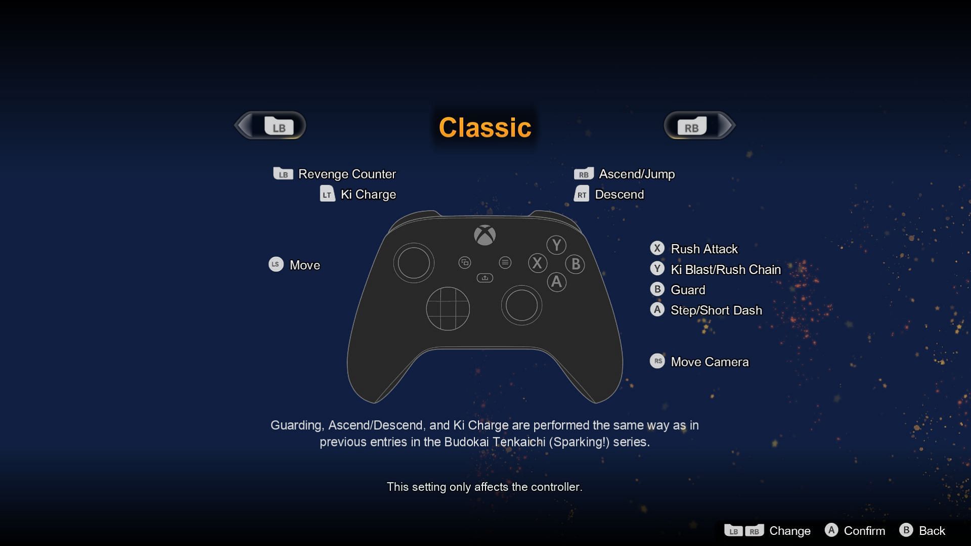 Classic controls require different key inputs (Image via Bandai Namco)