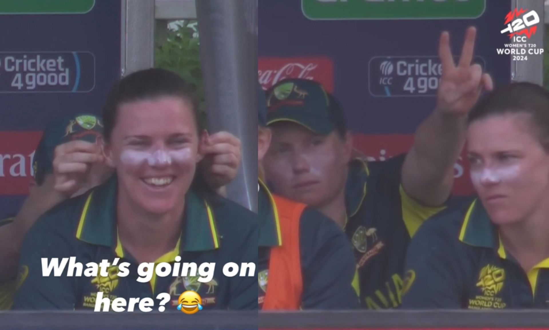 Alyssa Healy having fun in the dug out during WC match vs Sri Lanka. (Image: ICC/Instagram)