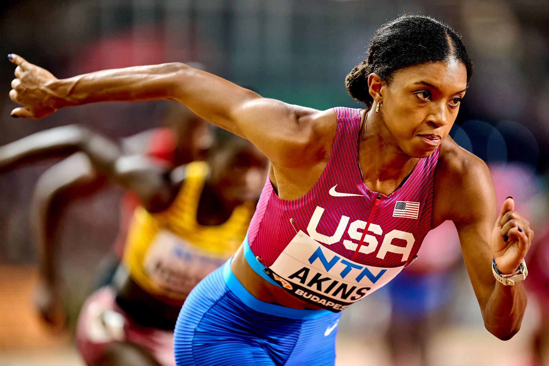 Nia Akins at World Athletics Championships Budapest 2023 (Photo by Mattia Ozbot/Getty Images)