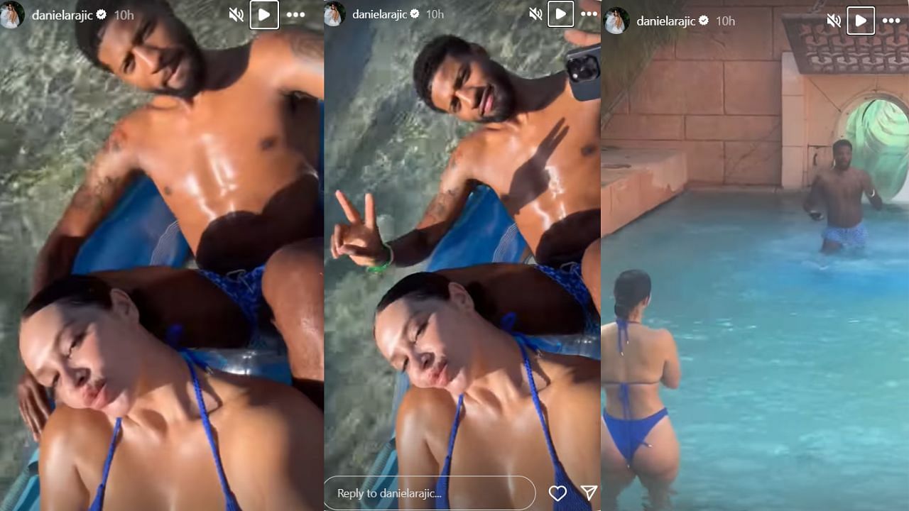 P.George and his wife spend a day out in the pool (Credits: @danielarajic/Instagram)