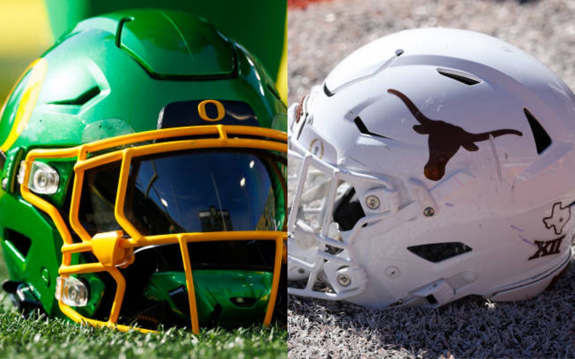 Oregon Ducks (left); Texas Longhorns (right)