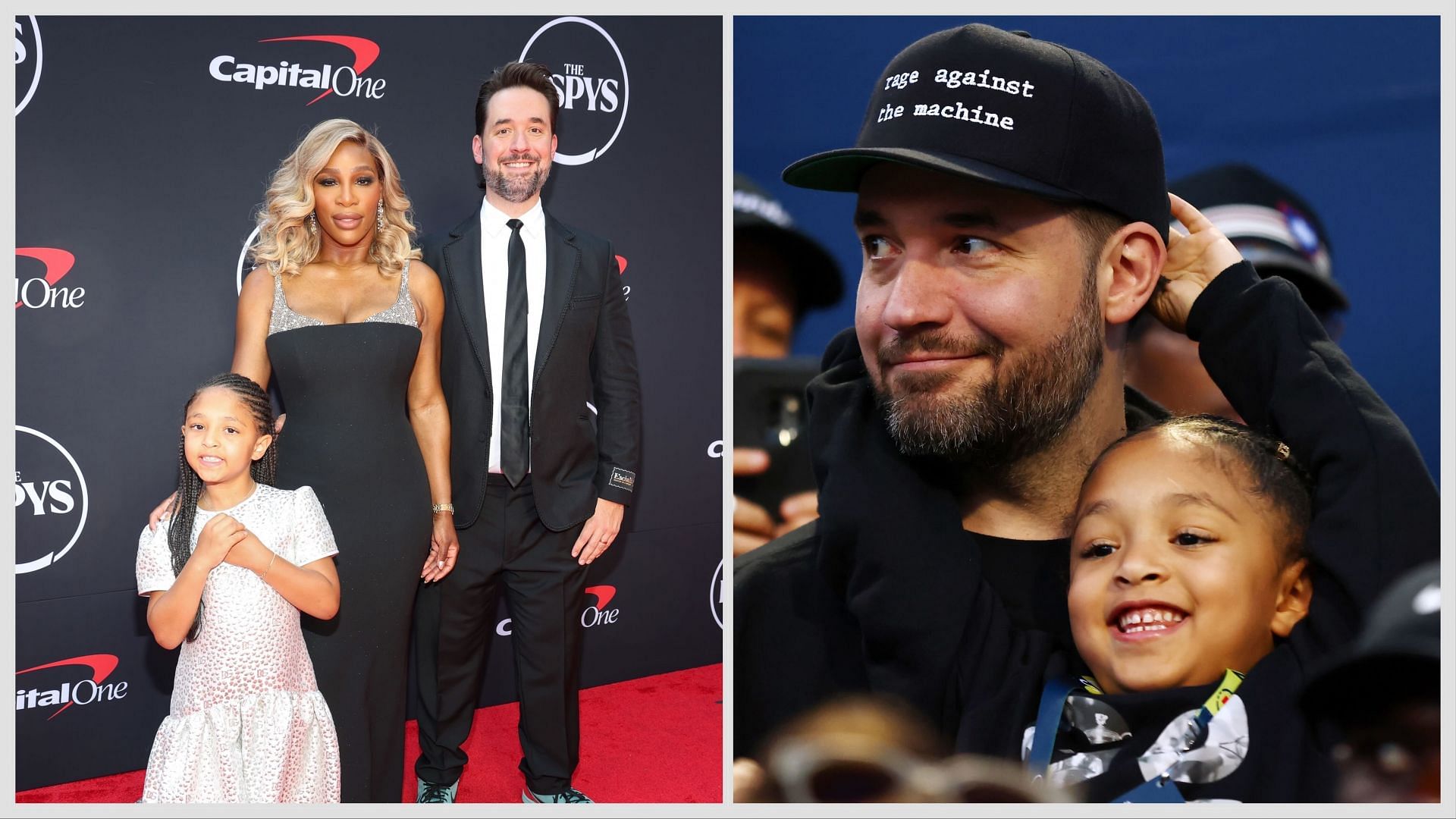 Serena Williams with husband Alexis Ohanian and daughter Olympia Ohanian. Images: Getty