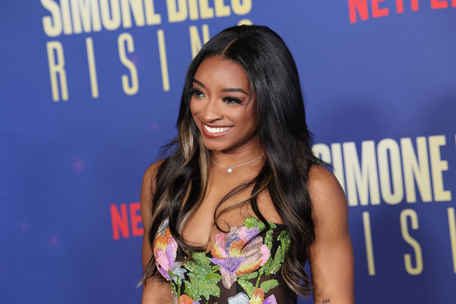 Biles at the premiere of Netflix&#039;s &quot;Simone Biles Rising: Part 2&quot; (Source: Getty)