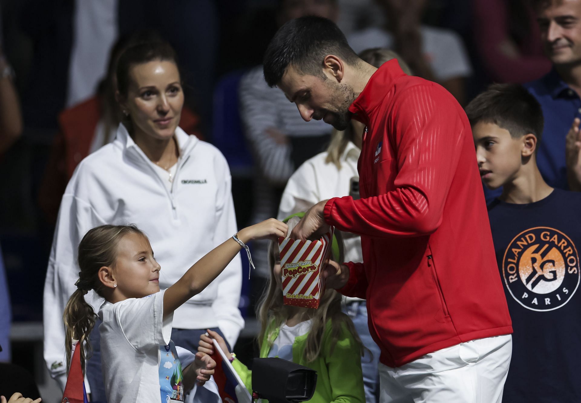 Novak Djokovic with his daughter Tara (Source: Getty)