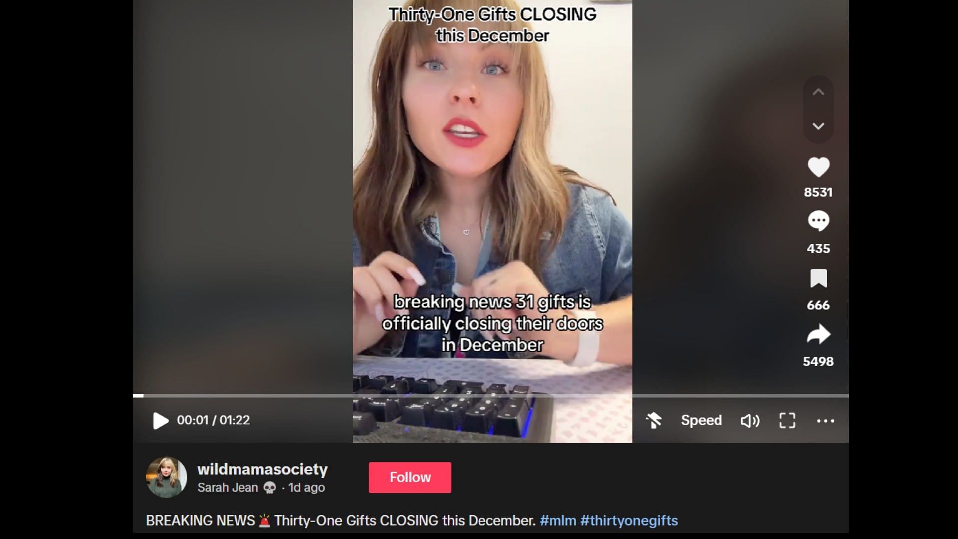 TikToker shares the reason behind Thirty-One&#039;s closure. (Image via TikTok)