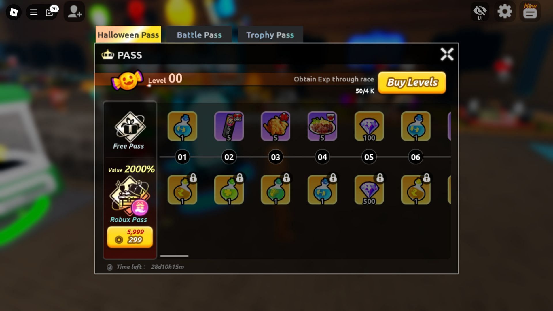 Rewards in Halloween Pass (Image via Roblox)