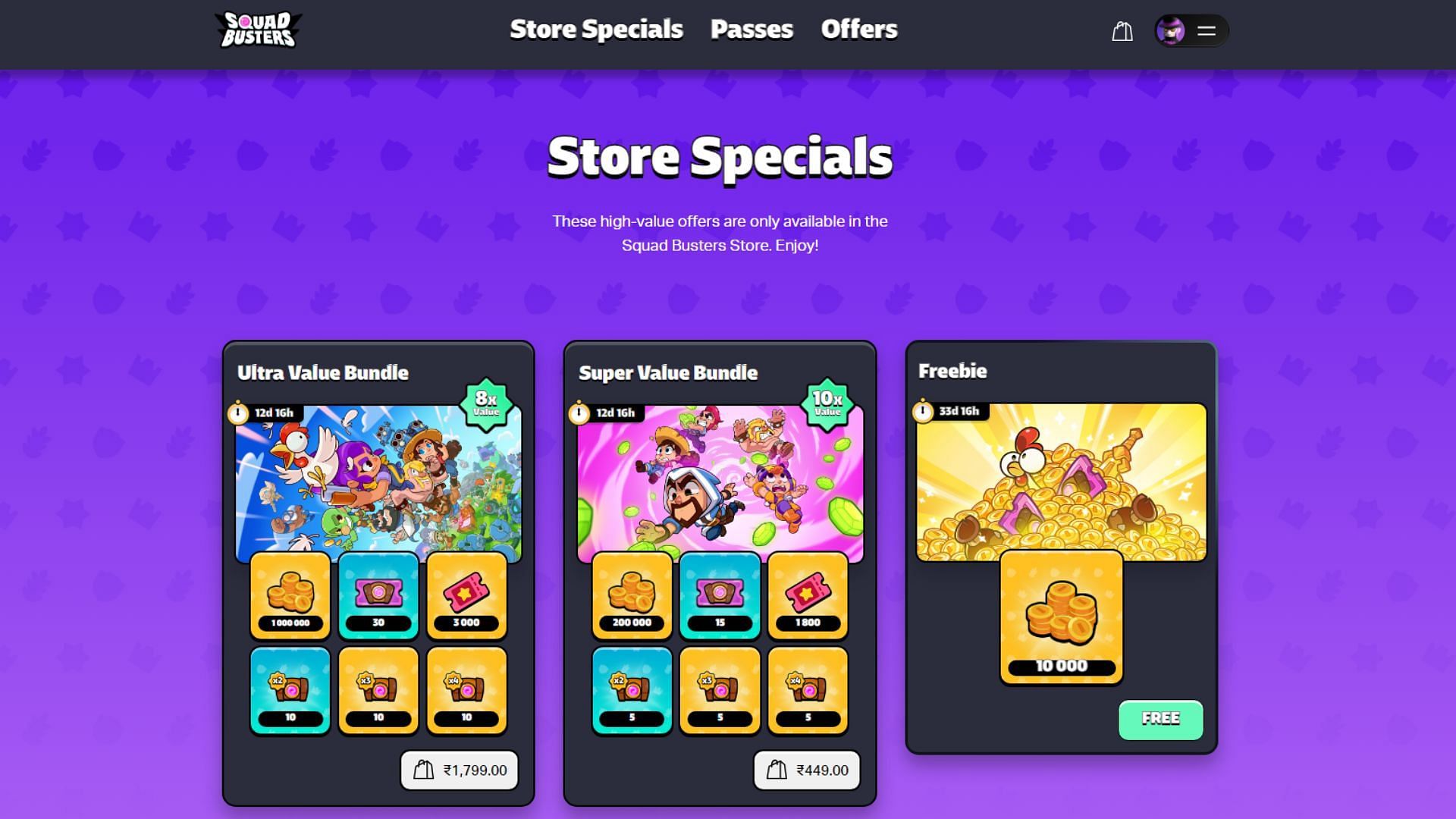 Get 10,000 coins for free from the Squad Busters online store (Image via Supercell)