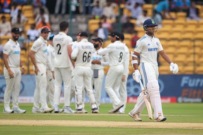 [Watch] Yashasvi Jaiswal gets out after being caught in slip for 77 in 2nd IND vs NZ 2024 Test