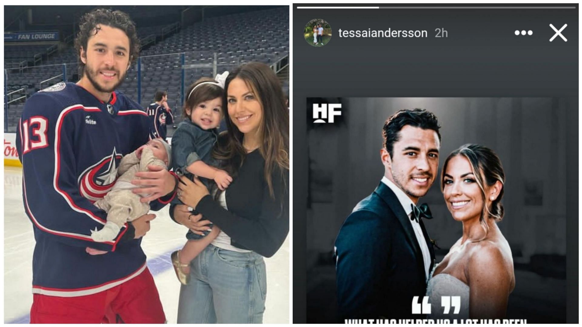 Rasmus Andersson&rsquo;s wife Tessa Anderson reacts to a post about Johnny and Meredith Gaudreau