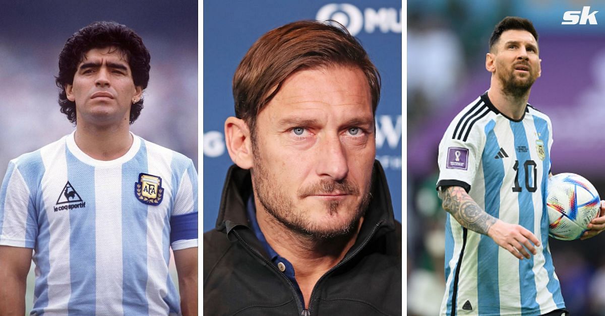 Lionel Messi, Francesco Totti and Diego Marado a