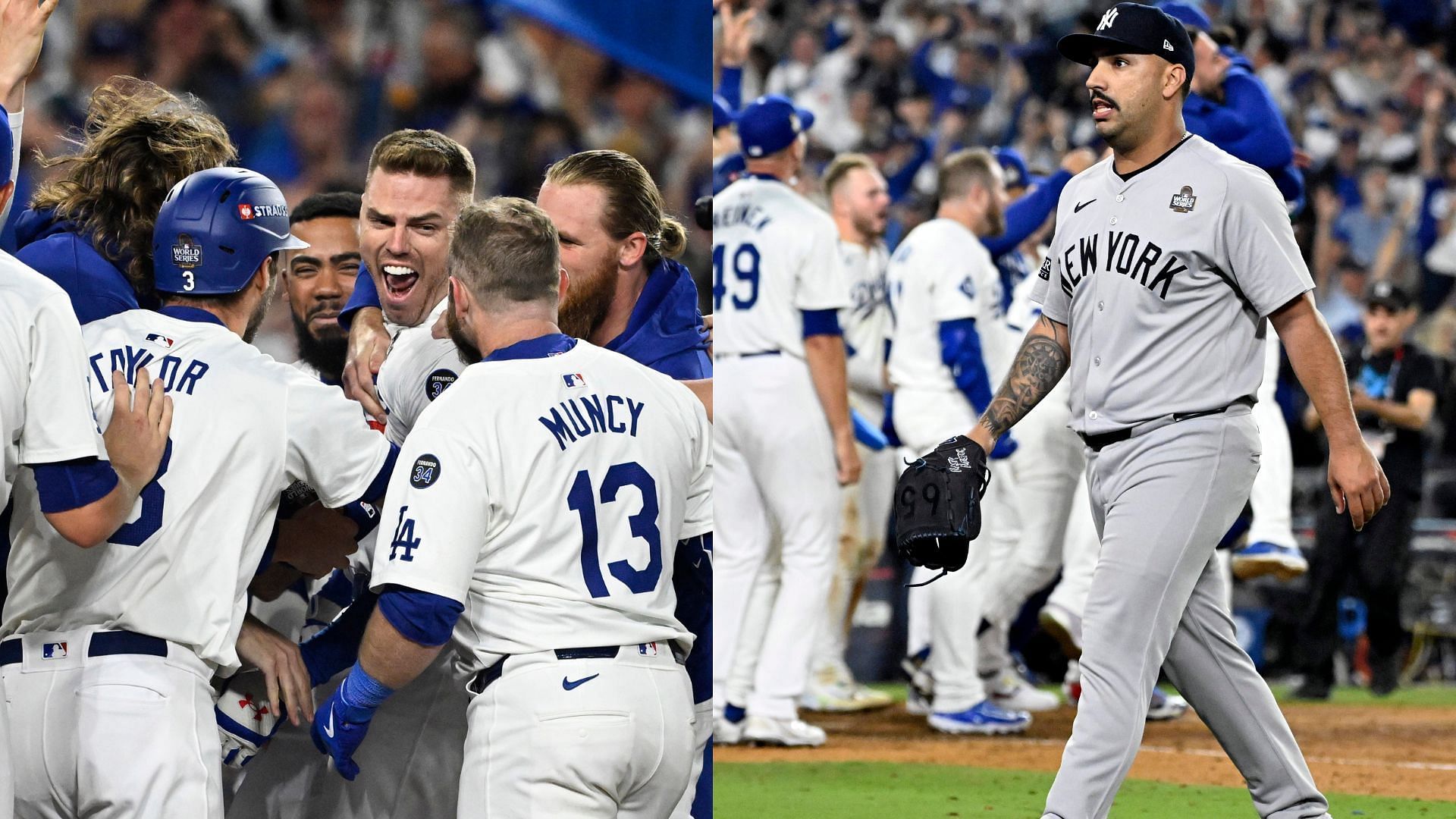 Freddie Freeman took Yankees pitcher Nestor Cortes deep for a grand slam in the tenth inning of Game 1