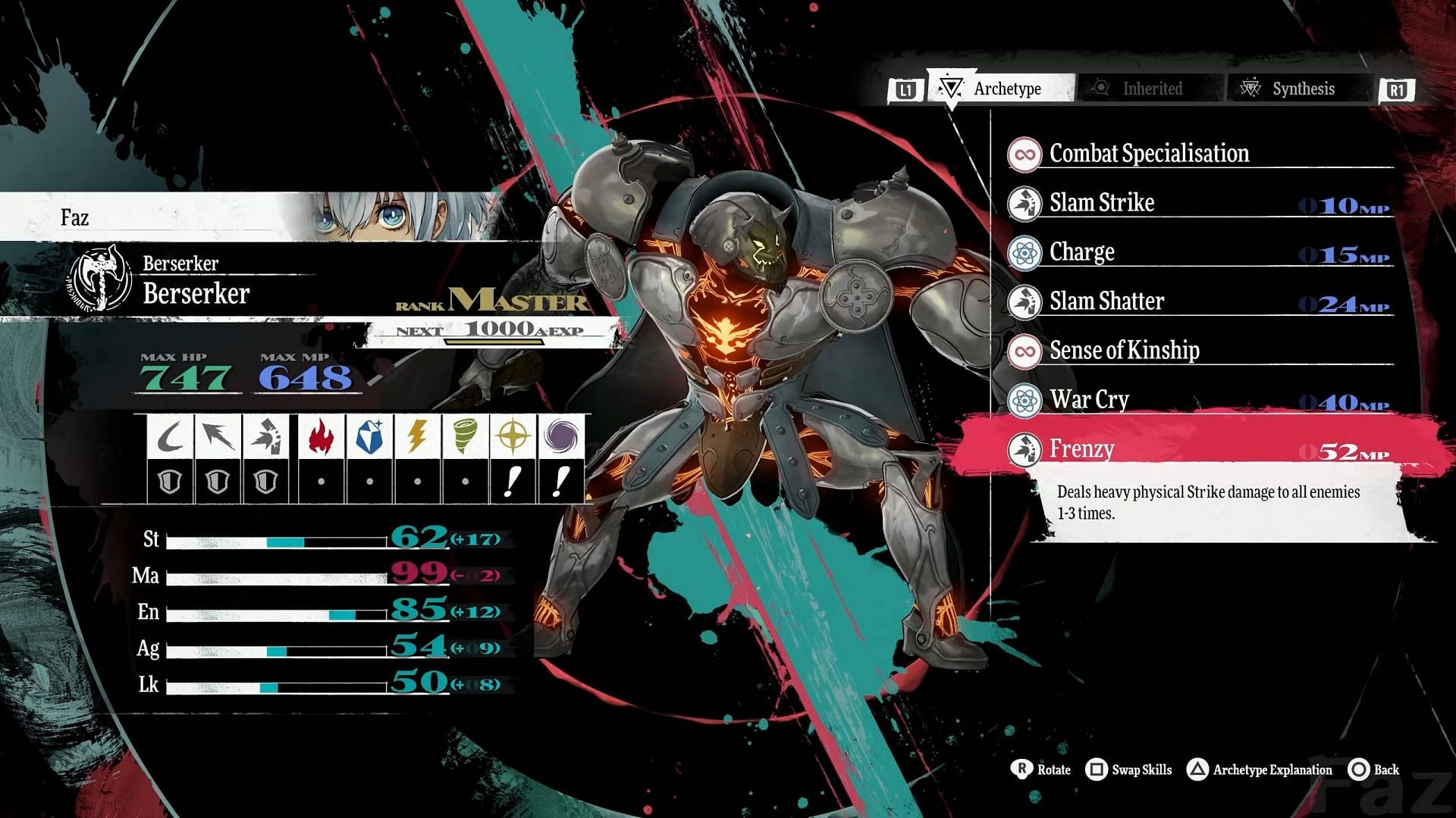 The Berserker's abilities (Image via Atlus)